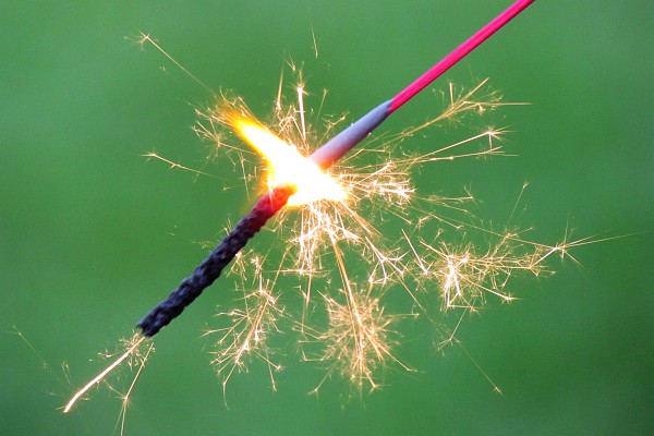 burning sparkler on July 4