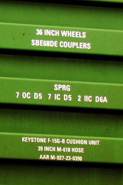 close-up of techniical info ont eh boxcar