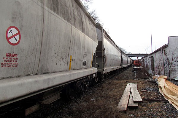 a string of grain cars