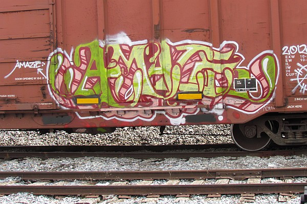 graffiti on the right-end of a boxcar