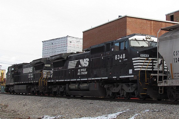NS 8345 and 8348 pulling train