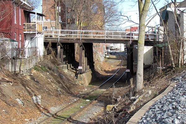 looking north towasrd the Water St. wooden bridge